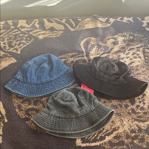 Bucket Hat Set - Black, Blue, Gray